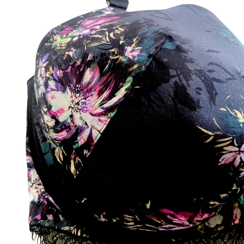 CACIQUE Bra 40G black Floral Pattern Lane Bryant - Picture 2 of 4